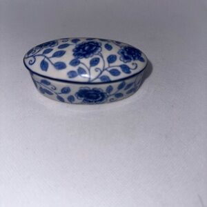 Blue and White Floral Trinket Box